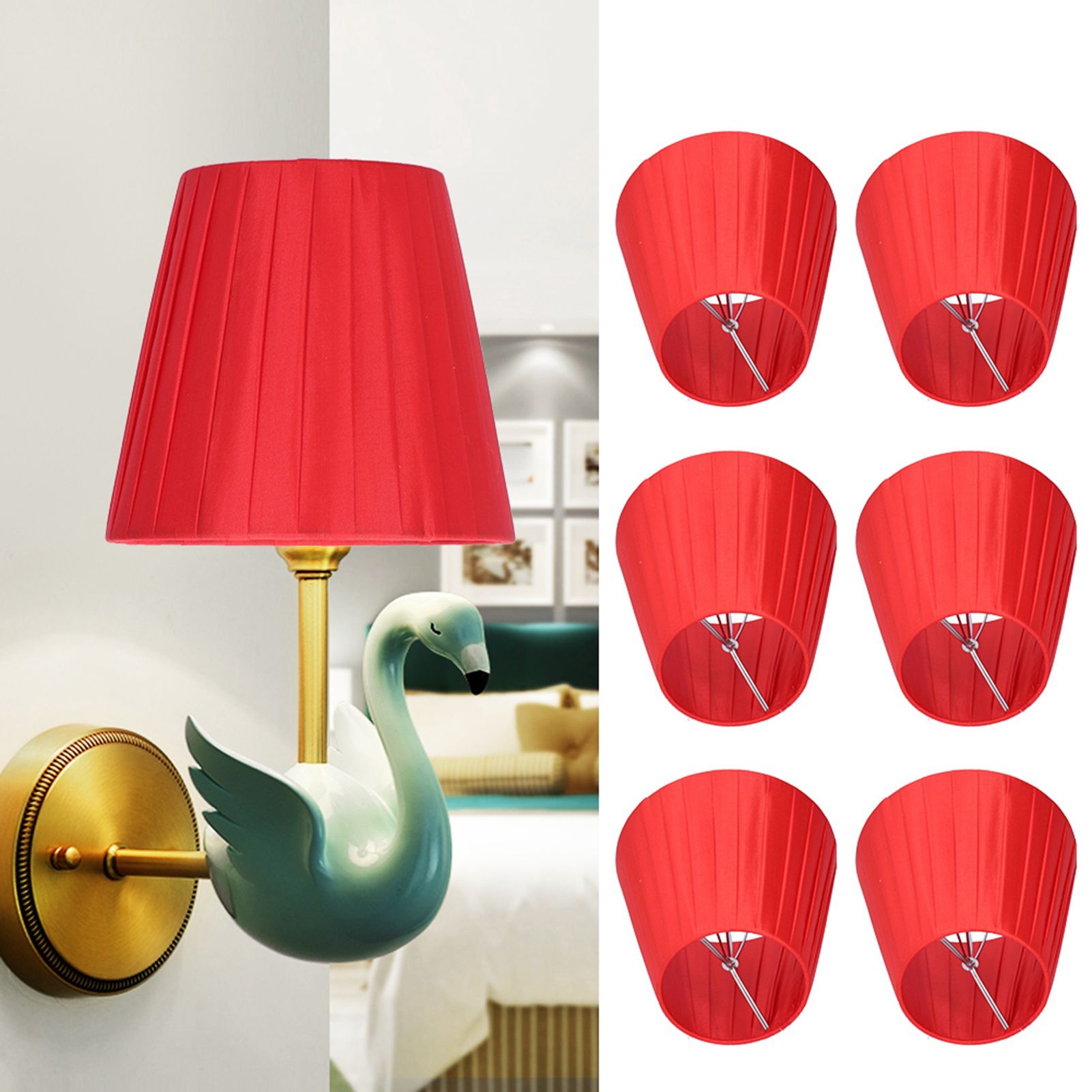 6Pcs Lampshade Modern Fabric Table Lamp Cover for Crystal Chandelier Wall view 9