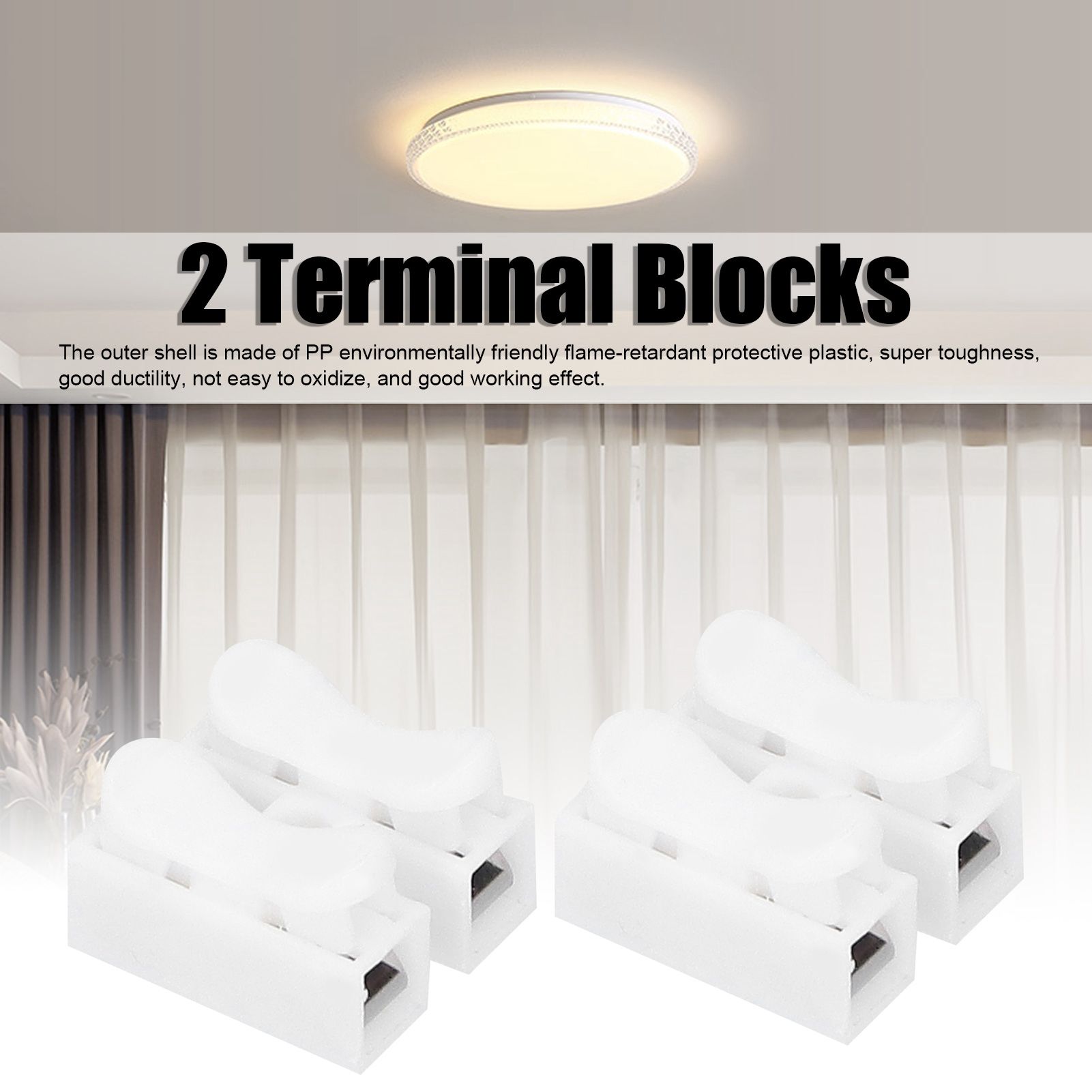 100pcs CH‑2 Connectors for LED Ceiling Light Flame Retardant 2 Port Press Terminal view 12