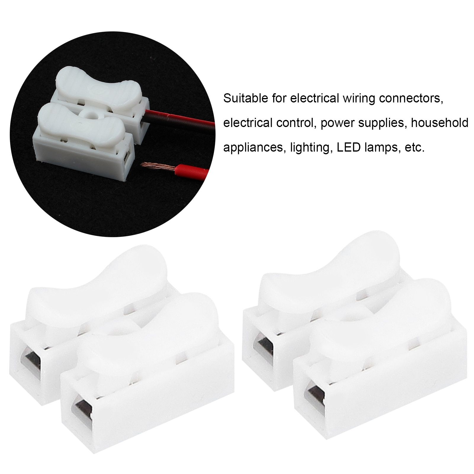 100pcs CH‑2 Connectors for LED Ceiling Light Flame Retardant 2 Port Press Terminal view 13