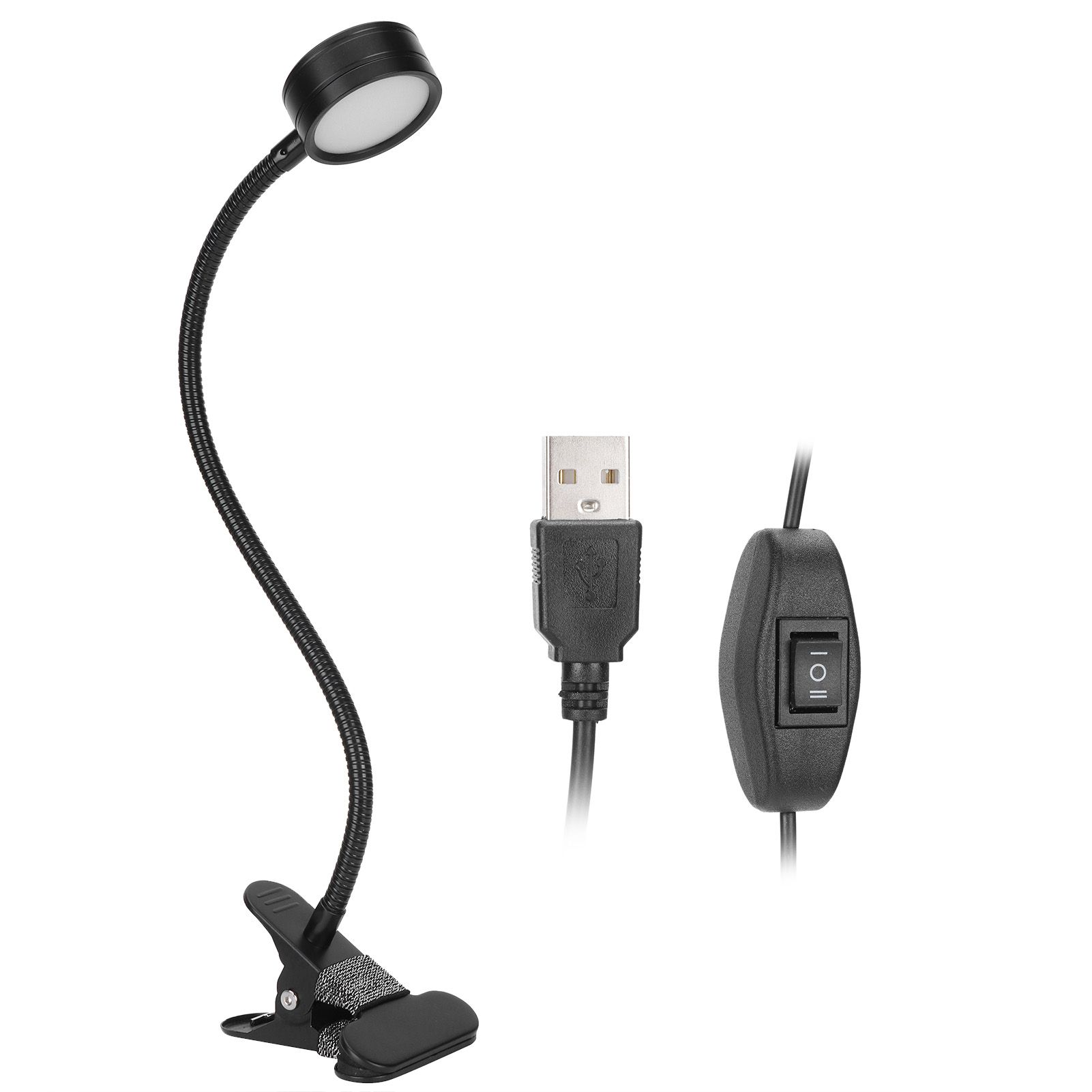 USB Desk Lamp 360° Angle Adjustable Clip On Gooseneck Reading Light for Office