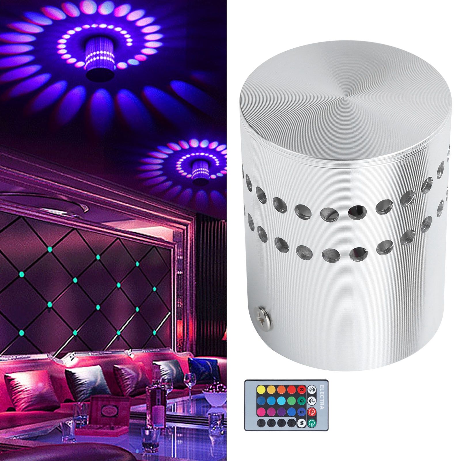 3W RGB Spiral LED Wall Light Ceiling Lamp Remote Control Wall Lamp for Hallway view 10