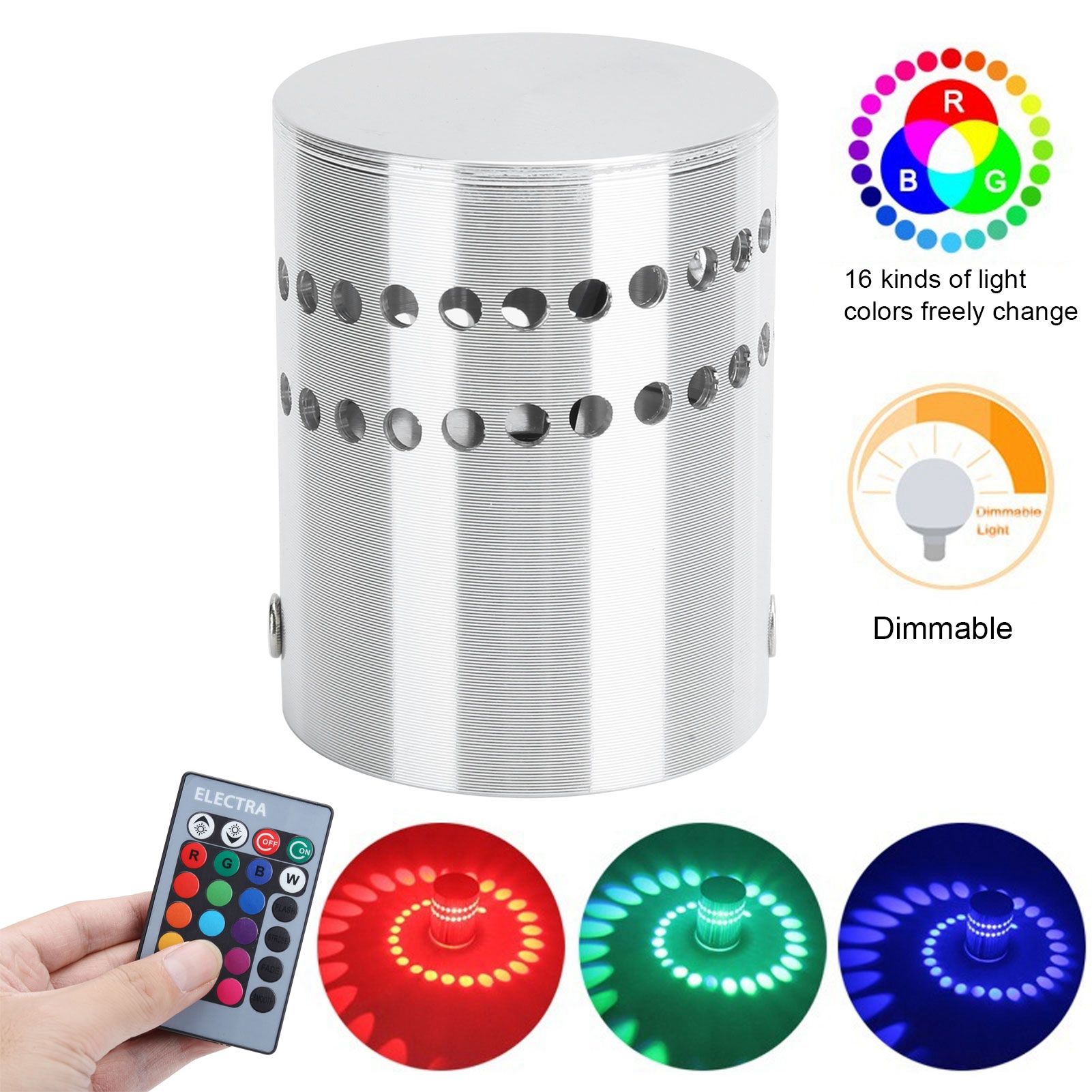 3W RGB Spiral LED Wall Light Ceiling Lamp Remote Control Wall Lamp for Hallway view 15