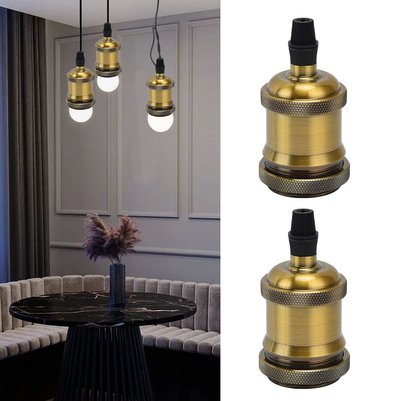 2PCS Vintage Lamp Socket Retro Aluminum Lamp Holder DIY Accessories for E26/27 view 11