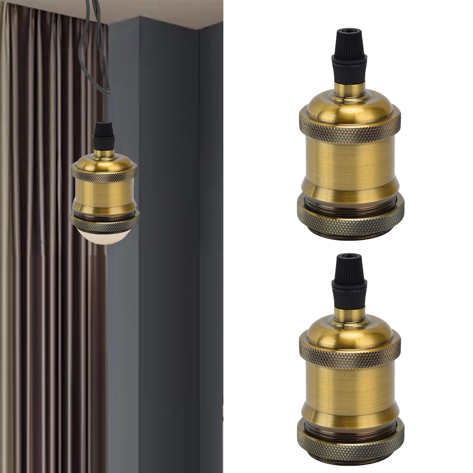 2PCS Vintage Lamp Socket Retro Aluminum Lamp Holder DIY Accessories for E26/27 view 12