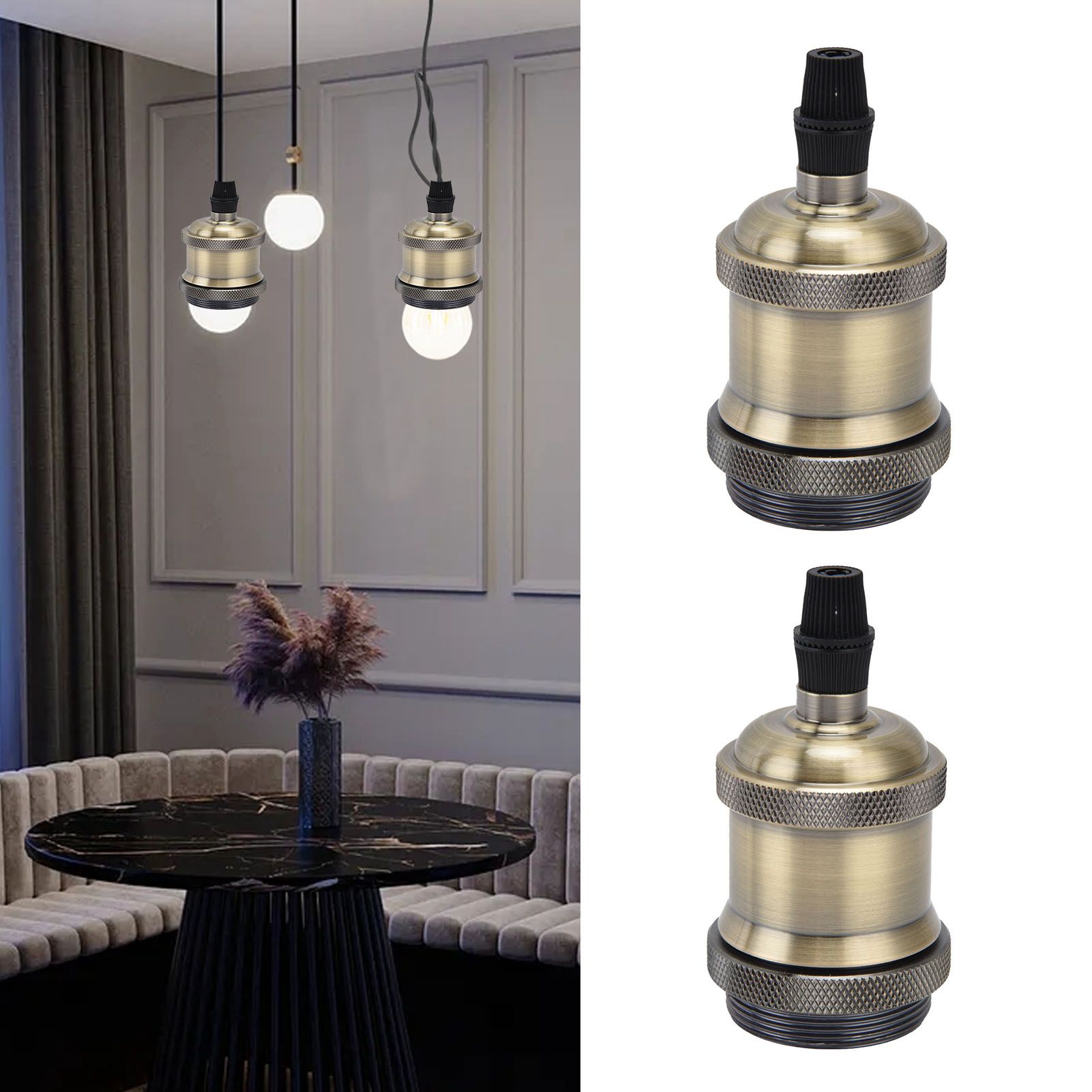 2PCS Vintage Lamp Socket Retro Aluminum Lamp Holder DIY Accessories for E26/27 view 11
