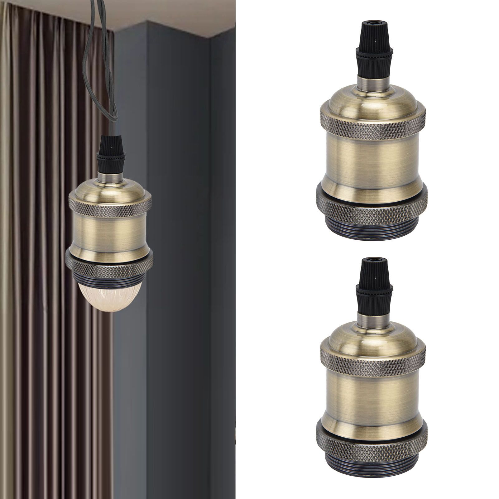 2PCS Vintage Lamp Socket Retro Aluminum Lamp Holder DIY Accessories for E26/27 view 12
