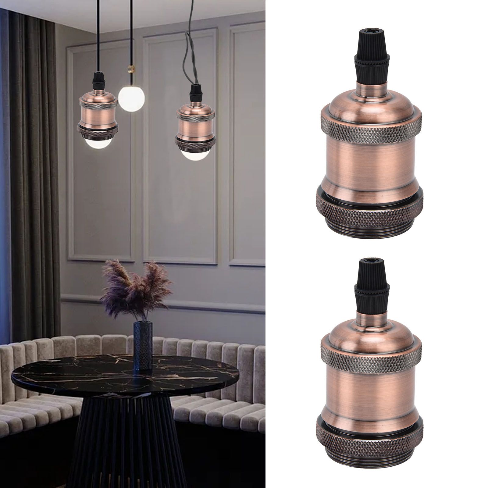 2PCS Vintage Lamp Socket Retro Aluminum Lamp Holder DIY Accessories for E26/27 view 11