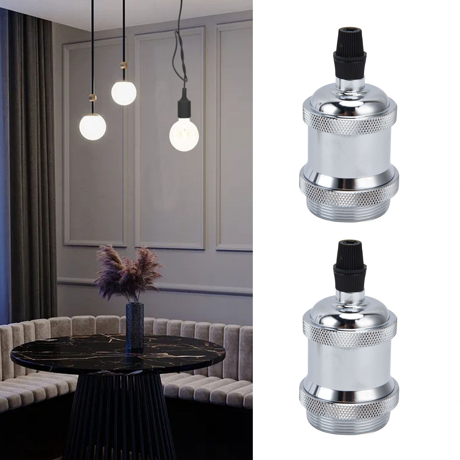 2PCS Vintage Lamp Socket Retro Aluminum Lamp Holder DIY Accessories for E26/27 view 11
