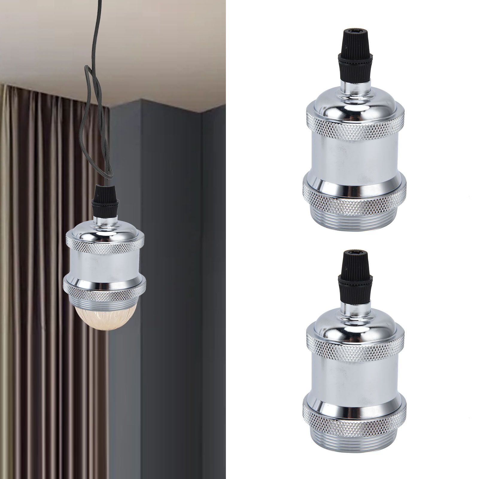 2PCS Vintage Lamp Socket Retro Aluminum Lamp Holder DIY Accessories for E26/27 view 12