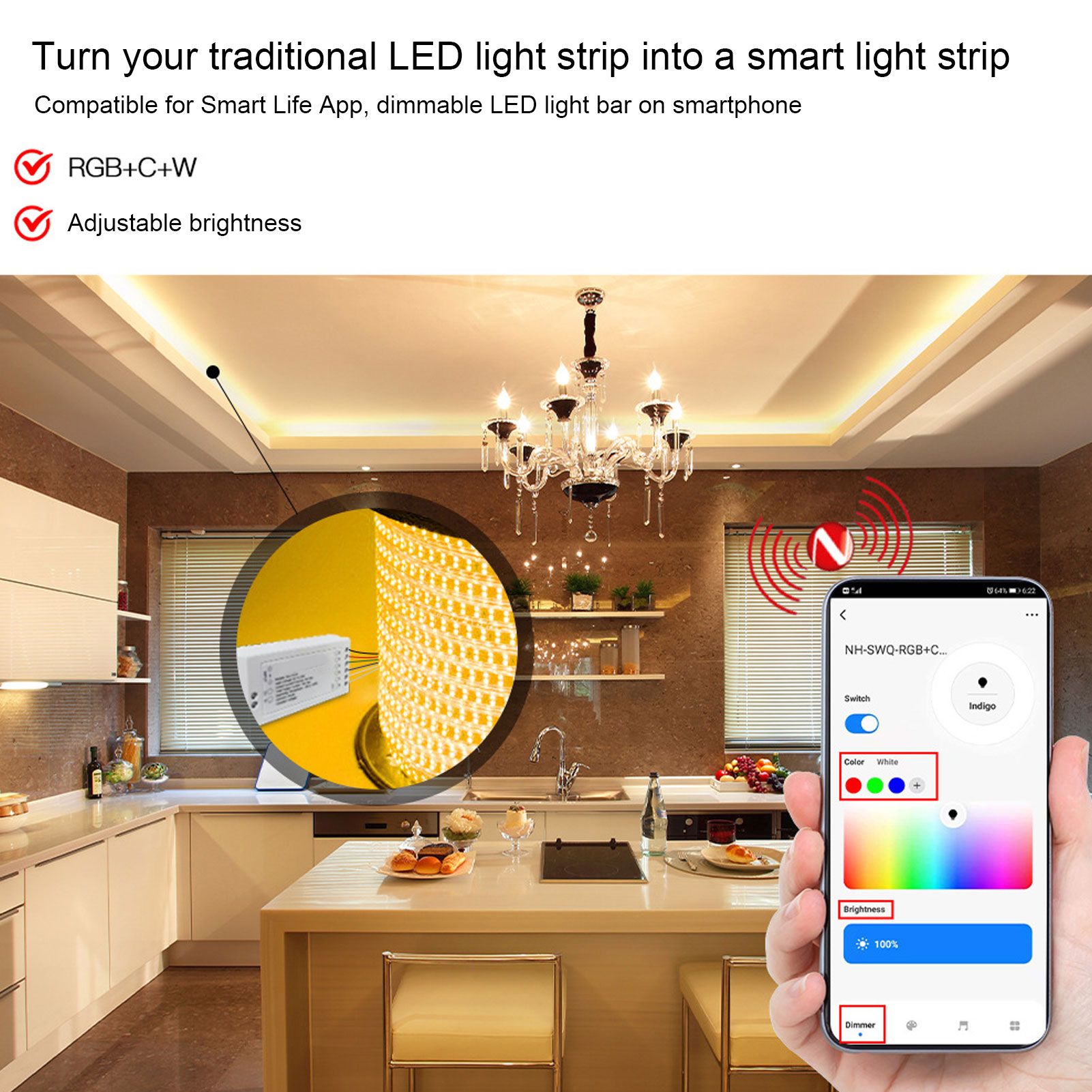 For Zigbee LED Driver Smart Home LED Strip Controller RGB+CW Light Strip view 15