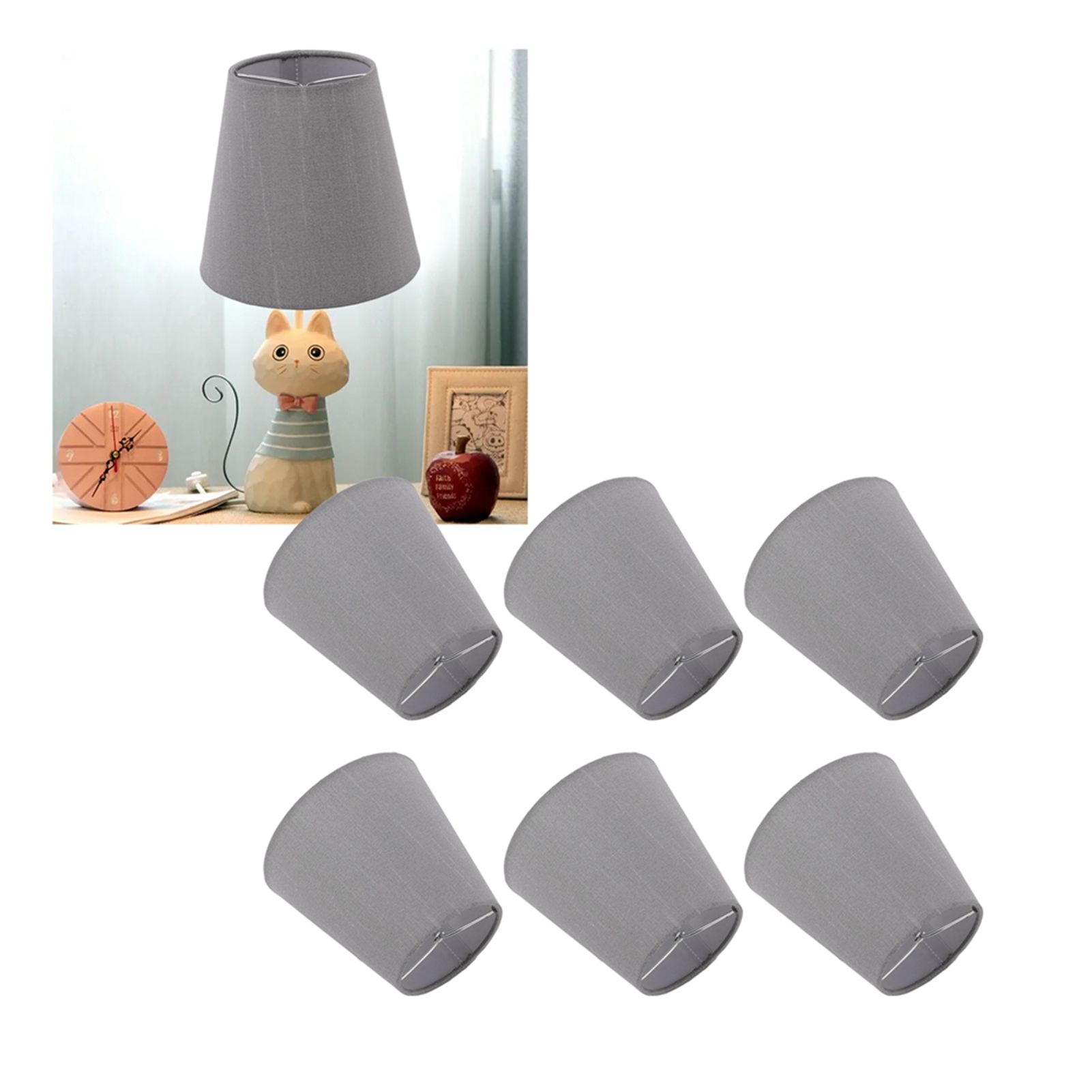 6 Pcs Cloth Lamp Shade Good Light Transmission E14 Candle Bulb Lamp Cover view 11