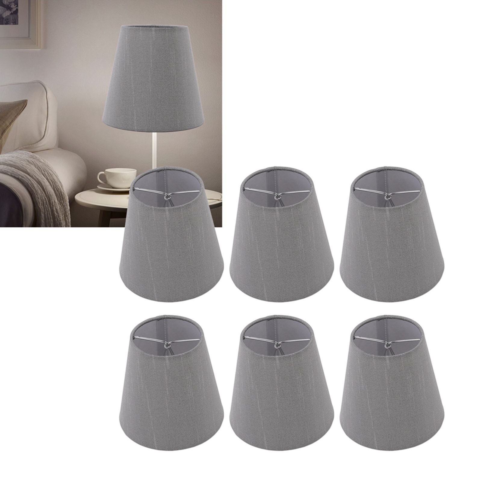 6 Pcs Cloth Lamp Shade Good Light Transmission E14 Candle Bulb Lamp Cover view 12