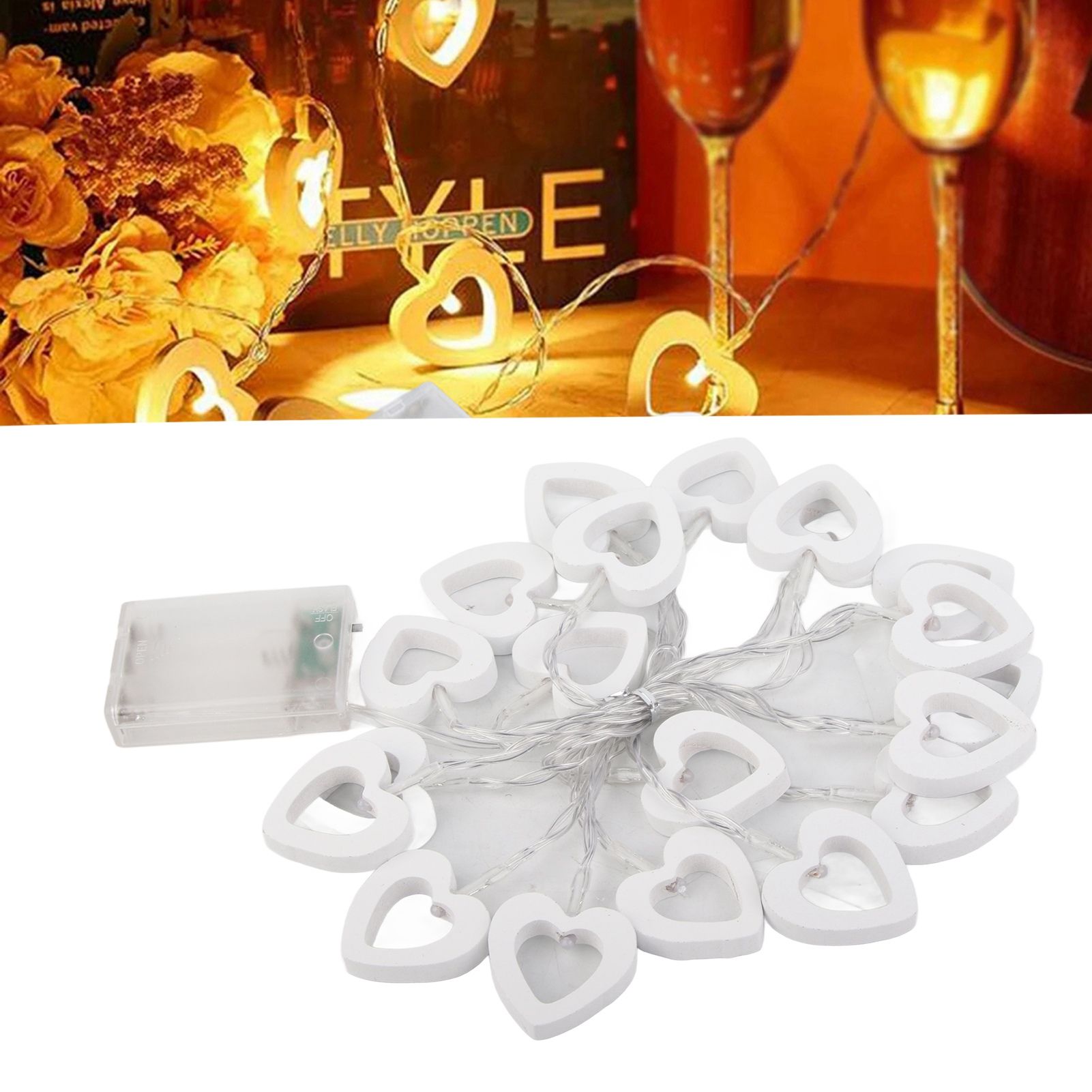 LED String Lights Heart Shaped Fairy String Lights Battery Powered for Garden view 11