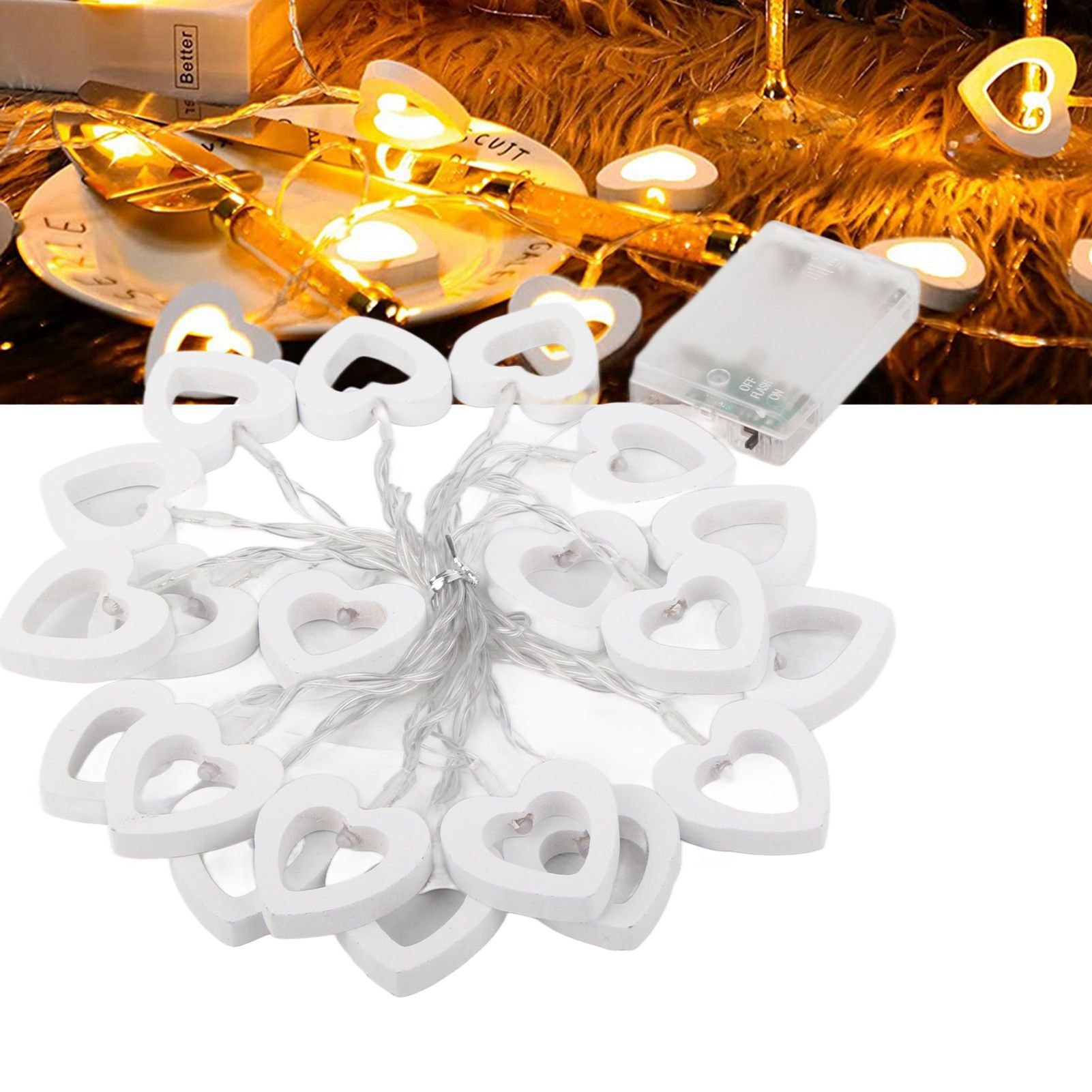 LED String Lights Heart Shaped Fairy String Lights Battery Powered for Garden view 12