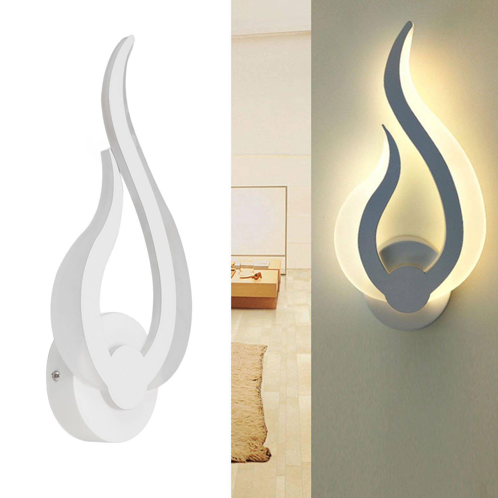LED Wall Light Flame Shaped Simple Design Acrylic Aluminum Alloy Wall Sconce view 11