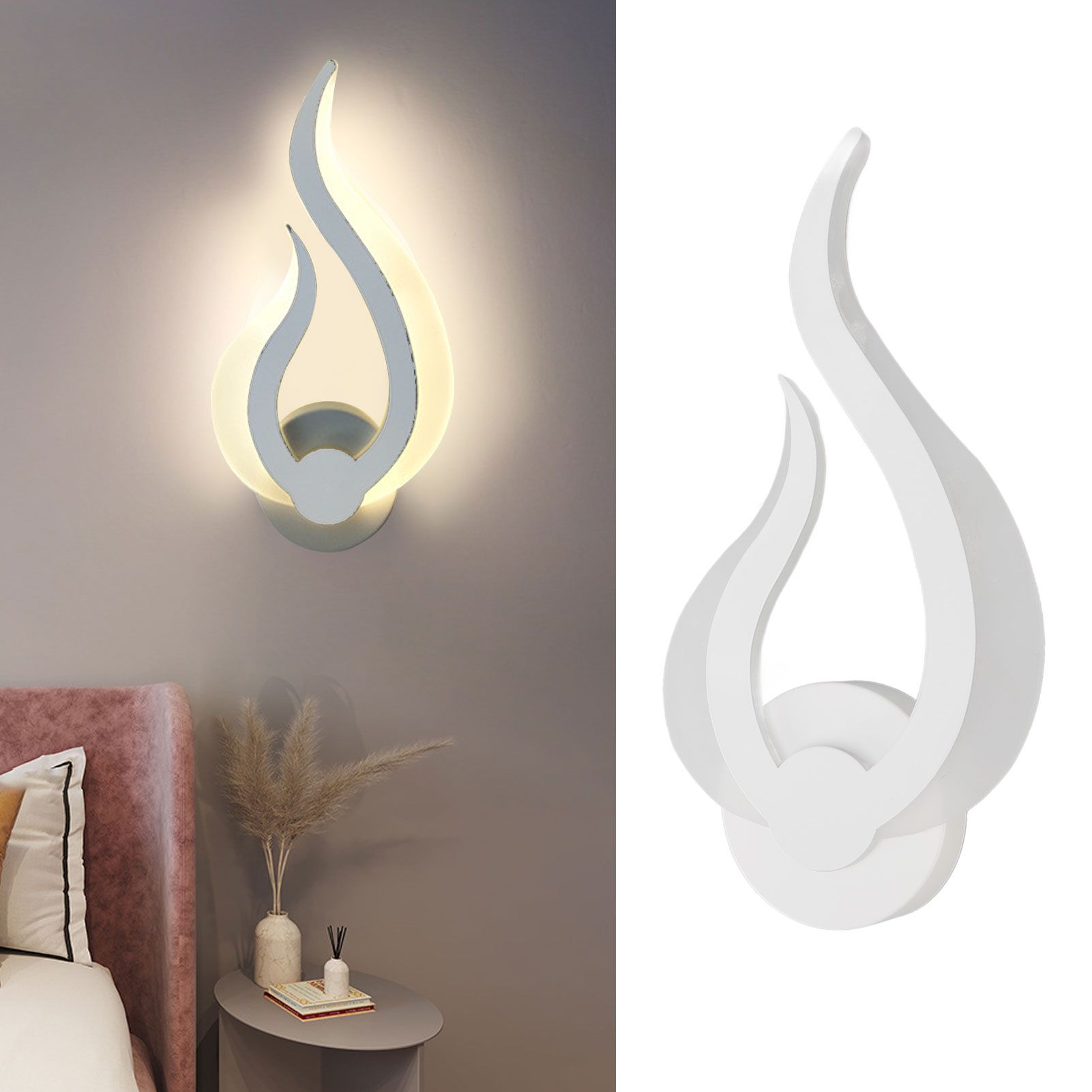 LED Wall Light Flame Shaped Simple Design Acrylic Aluminum Alloy Wall Sconce view 12