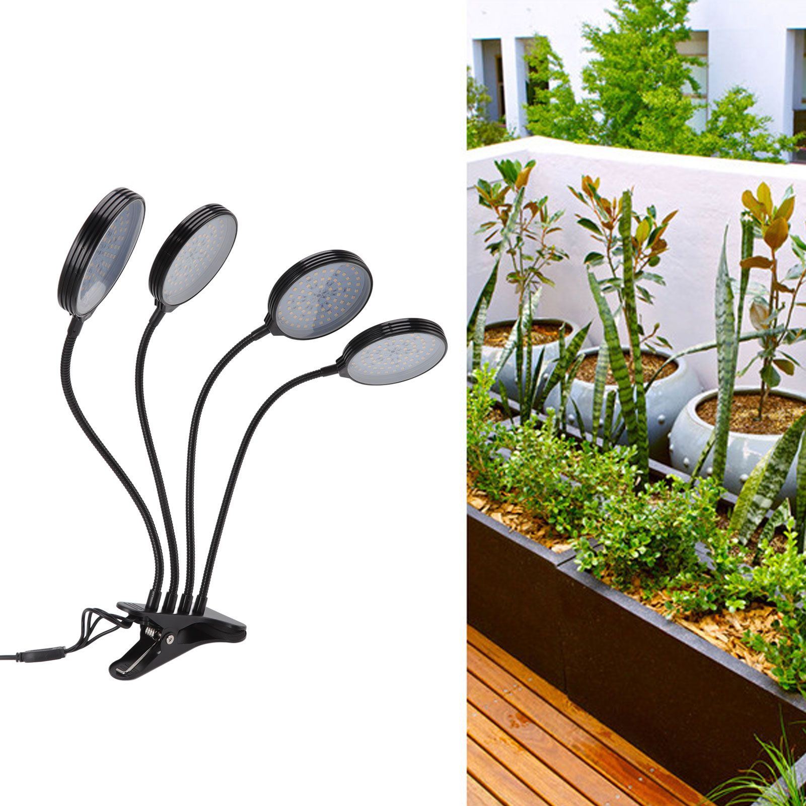 60W 4 Head LED Plant Growing Lights USB Power Supply Clip On Grow Lamp with 5 view 12