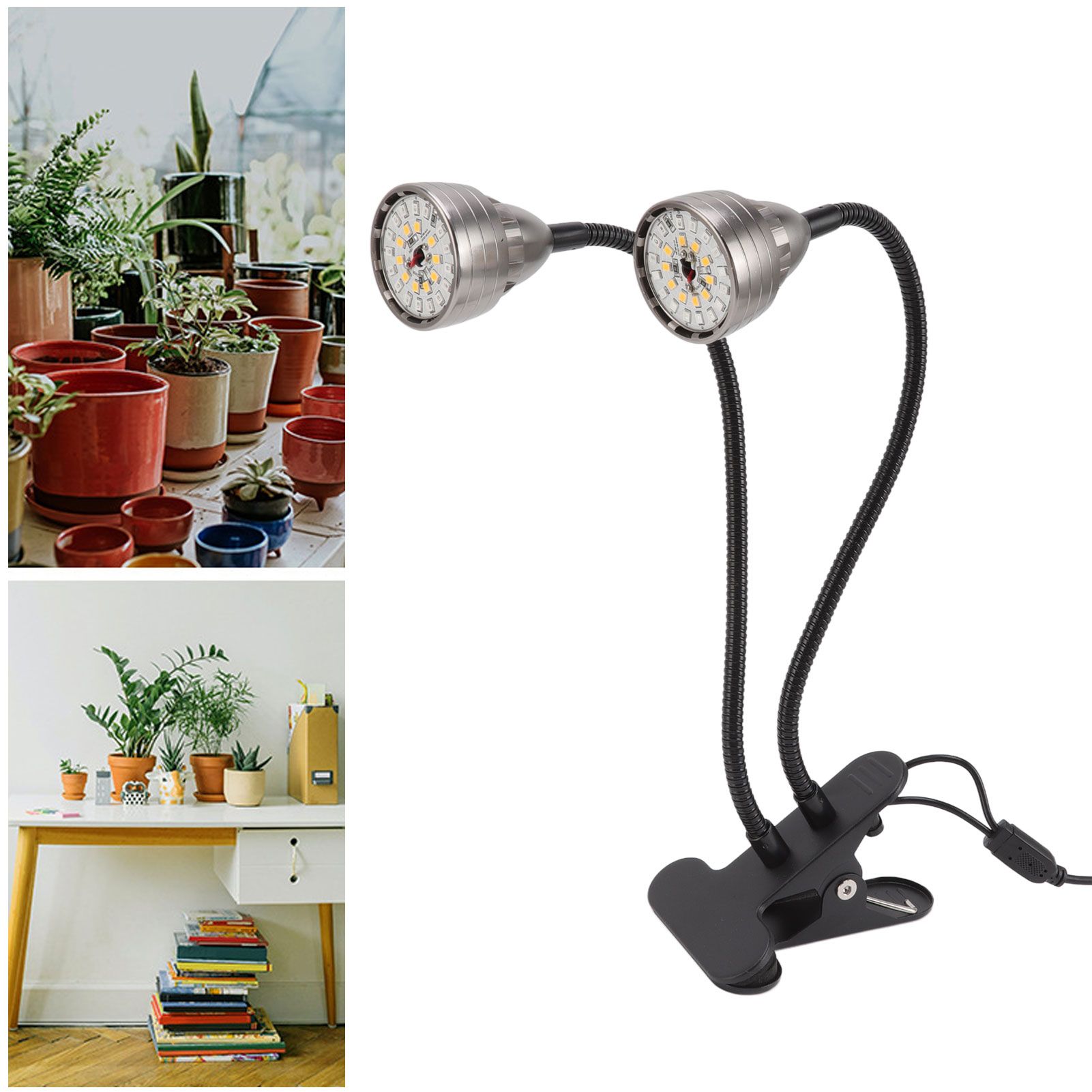 LED Plant Grow Lights Double Head Succulents Grow Fill Light USB Powered view 12