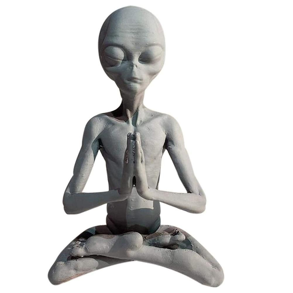Garden Art Sculpture Meditating Statue Extraterrestrial Figurines for Indoor