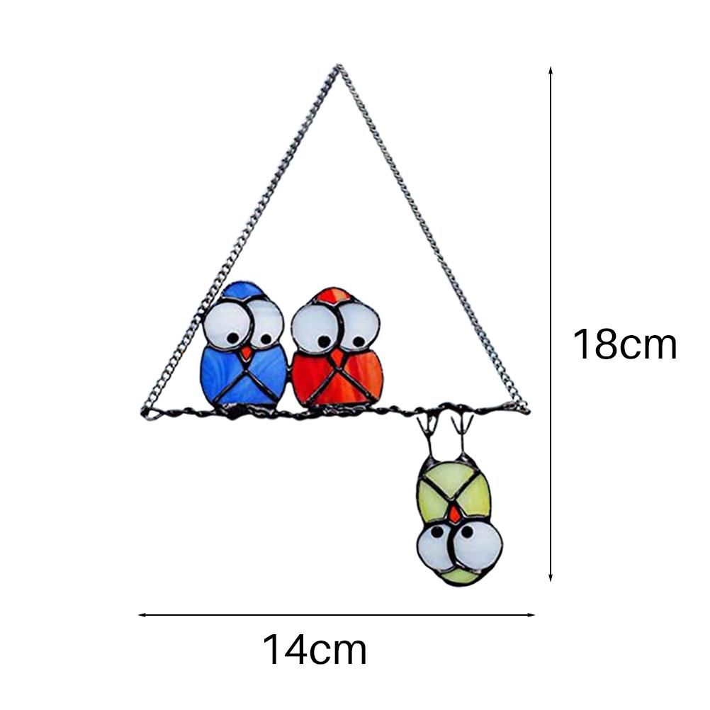 Metal Owl Hanging Decor Bird Sculpture Hanging Window Decoration for Indoor view 7