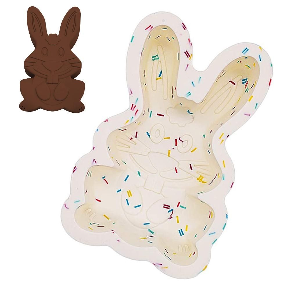 Bunny Shape Nonstick Silicone Mold 3D Easter Bunny Mold Fondant Cake Baking view 2