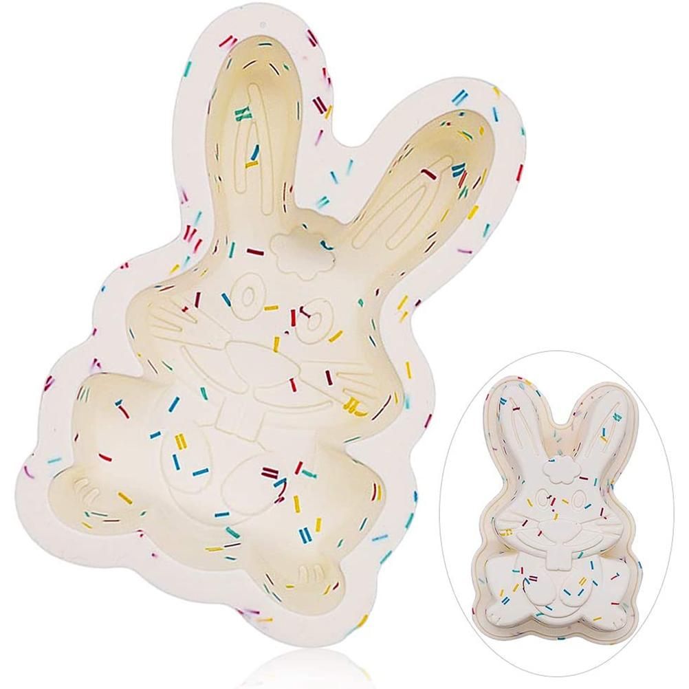 Bunny Shape Nonstick Silicone Mold 3D Easter Bunny Mold Fondant Cake Baking view 3
