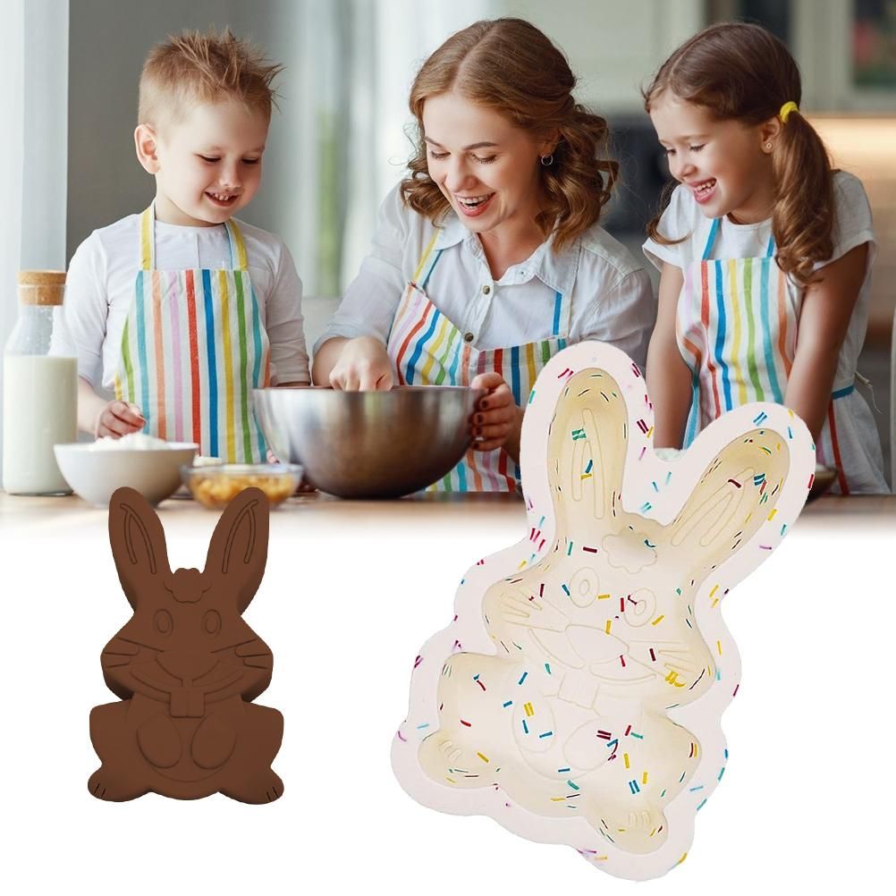 Bunny Shape Nonstick Silicone Mold 3D Easter Bunny Mold Fondant Cake Baking view 7