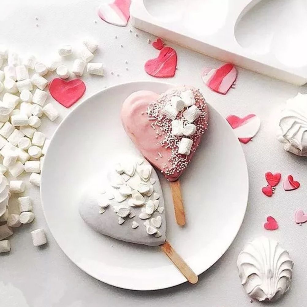 4 Cavities Ice Cream Mold Silicone Popsicle Mold Homemade Heart Shaped Paw Ice view 7