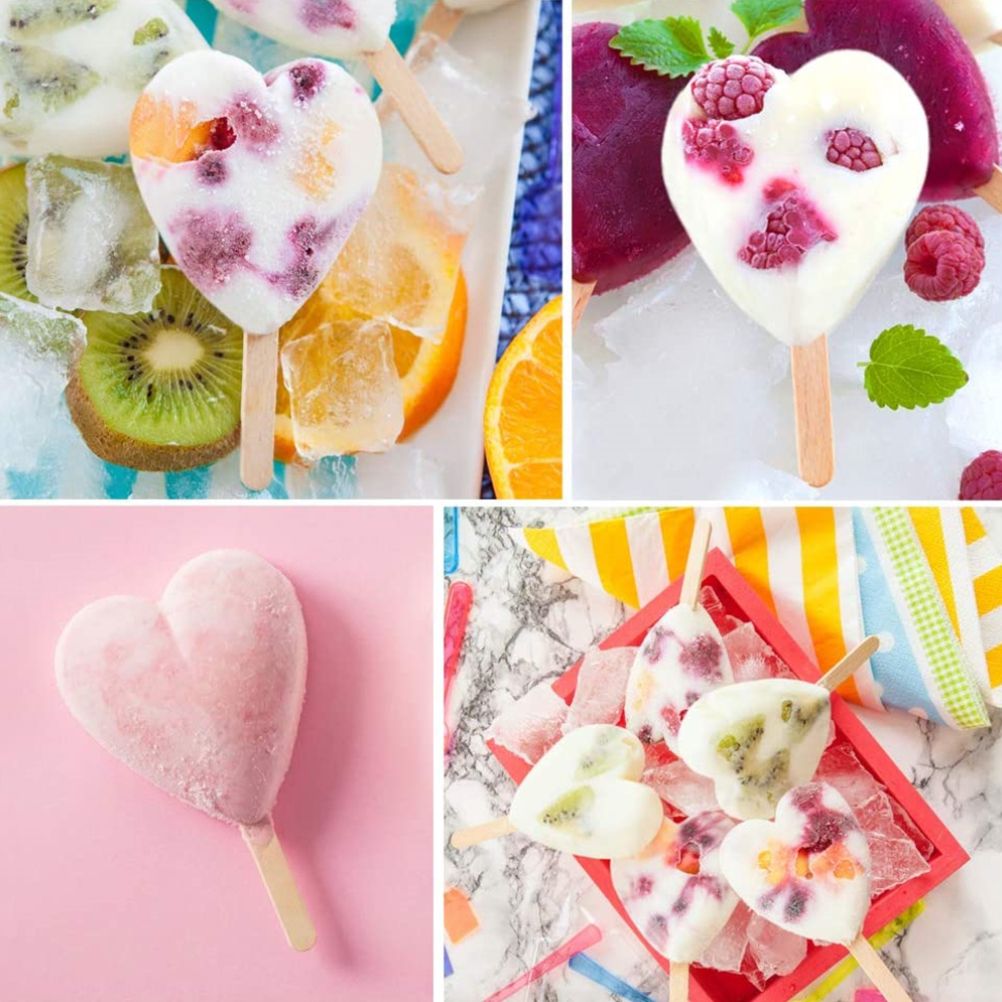 4 Cavities Ice Cream Mold Silicone Popsicle Mold Homemade Heart Shaped Paw Ice view 8