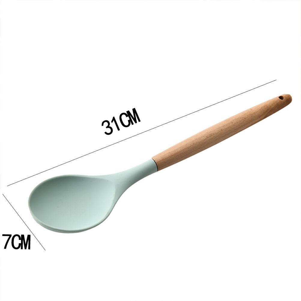 Cooking Scooping Spoon Wooden Handle Baking Utensils Durable Sturdy Silicone view 2
