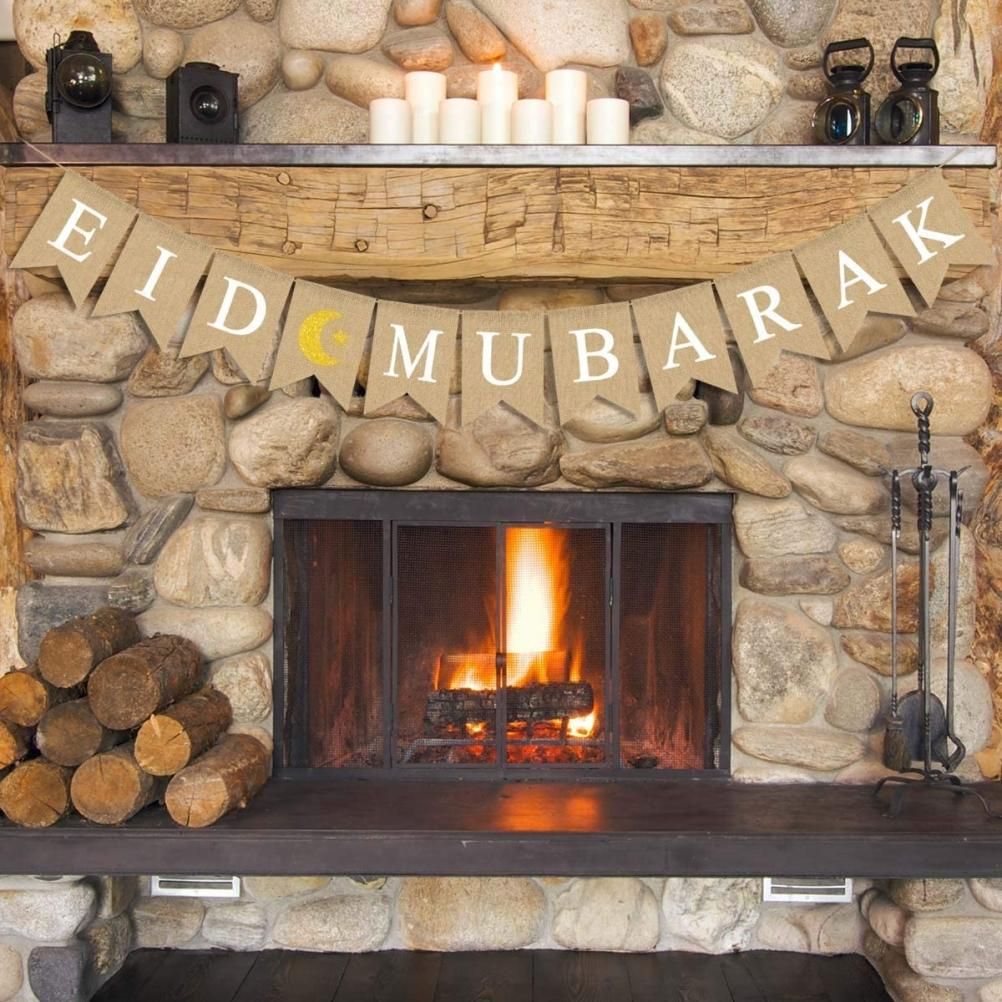 Eid Mubarak Banner Burlap Flag Decoration Eid Celebration Hanging Banner for view 10