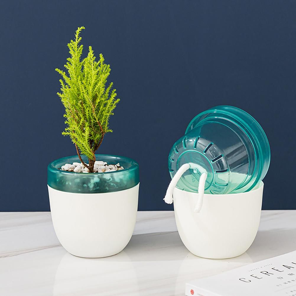Automatic Self Watering Flower Pot Double Layer Design Planter for Office Home view 3