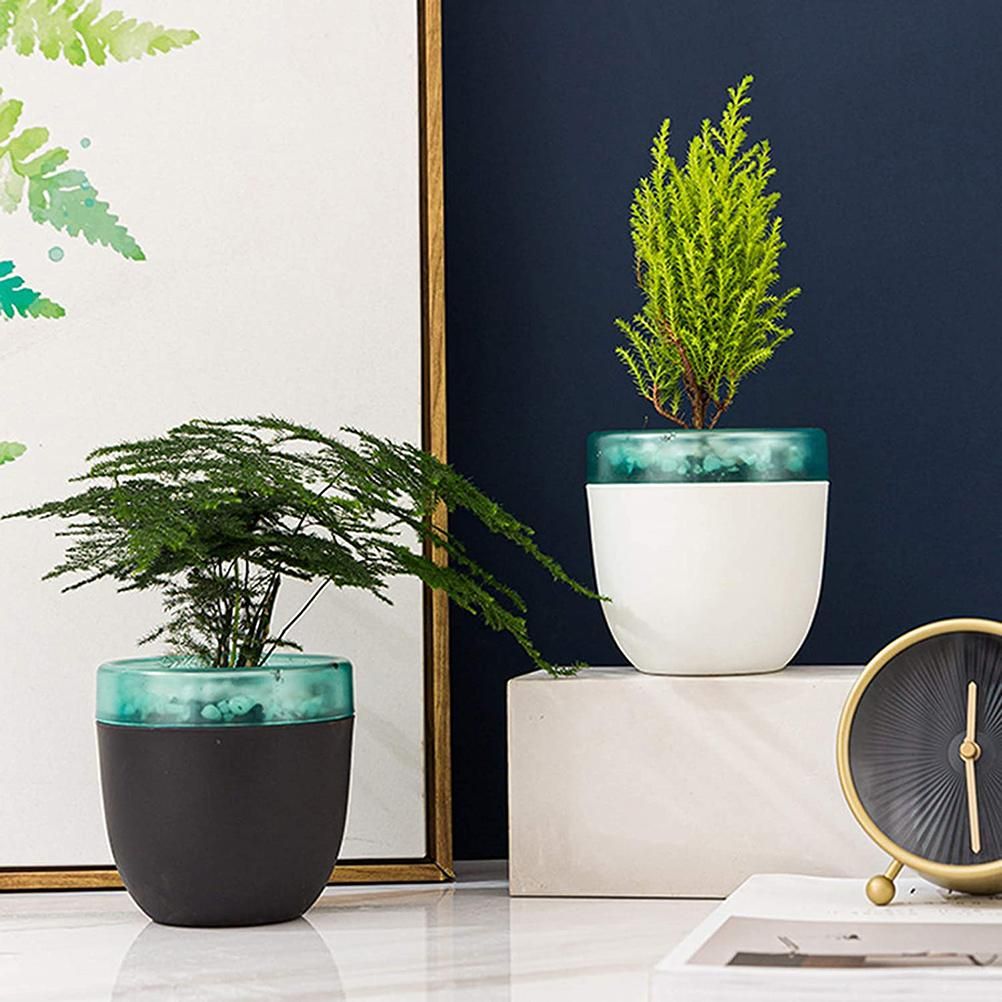 Automatic Self Watering Flower Pot Double Layer Design Planter for Office Home view 4