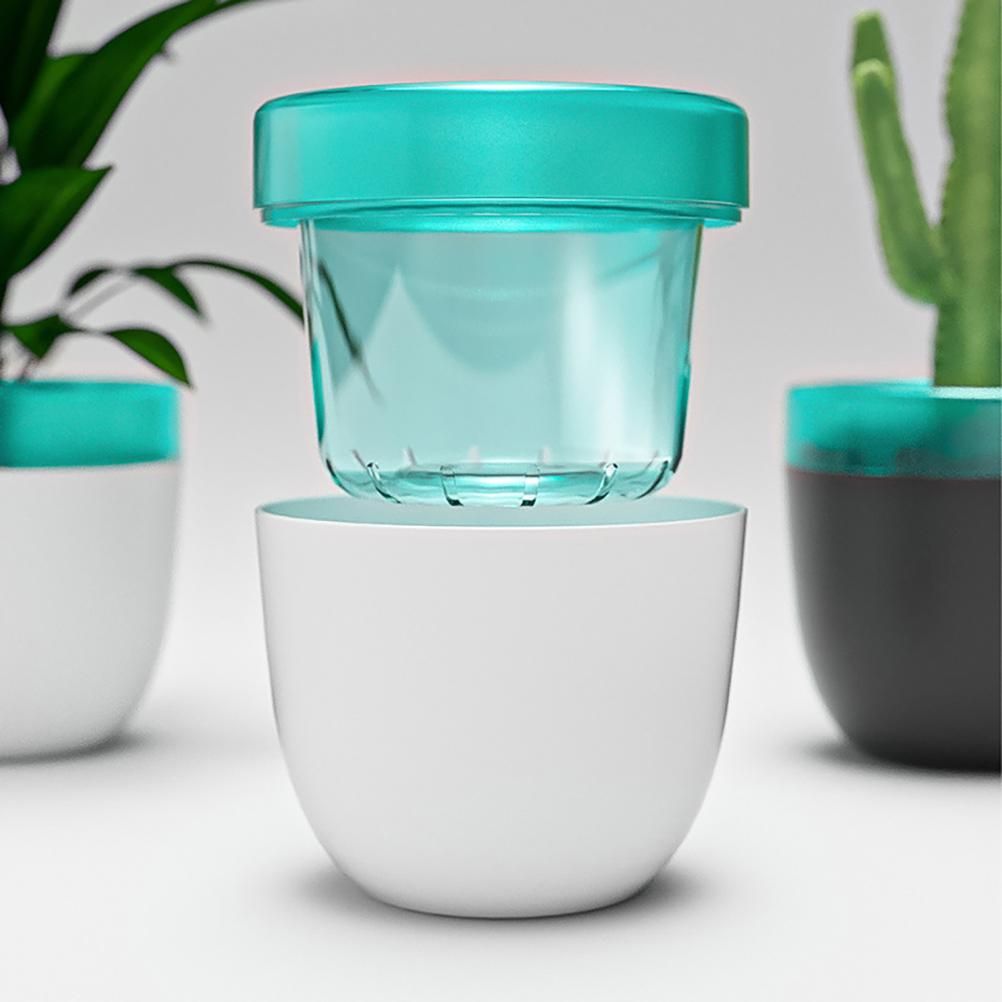 Automatic Self Watering Flower Pot Double Layer Design Planter for Office Home view 7