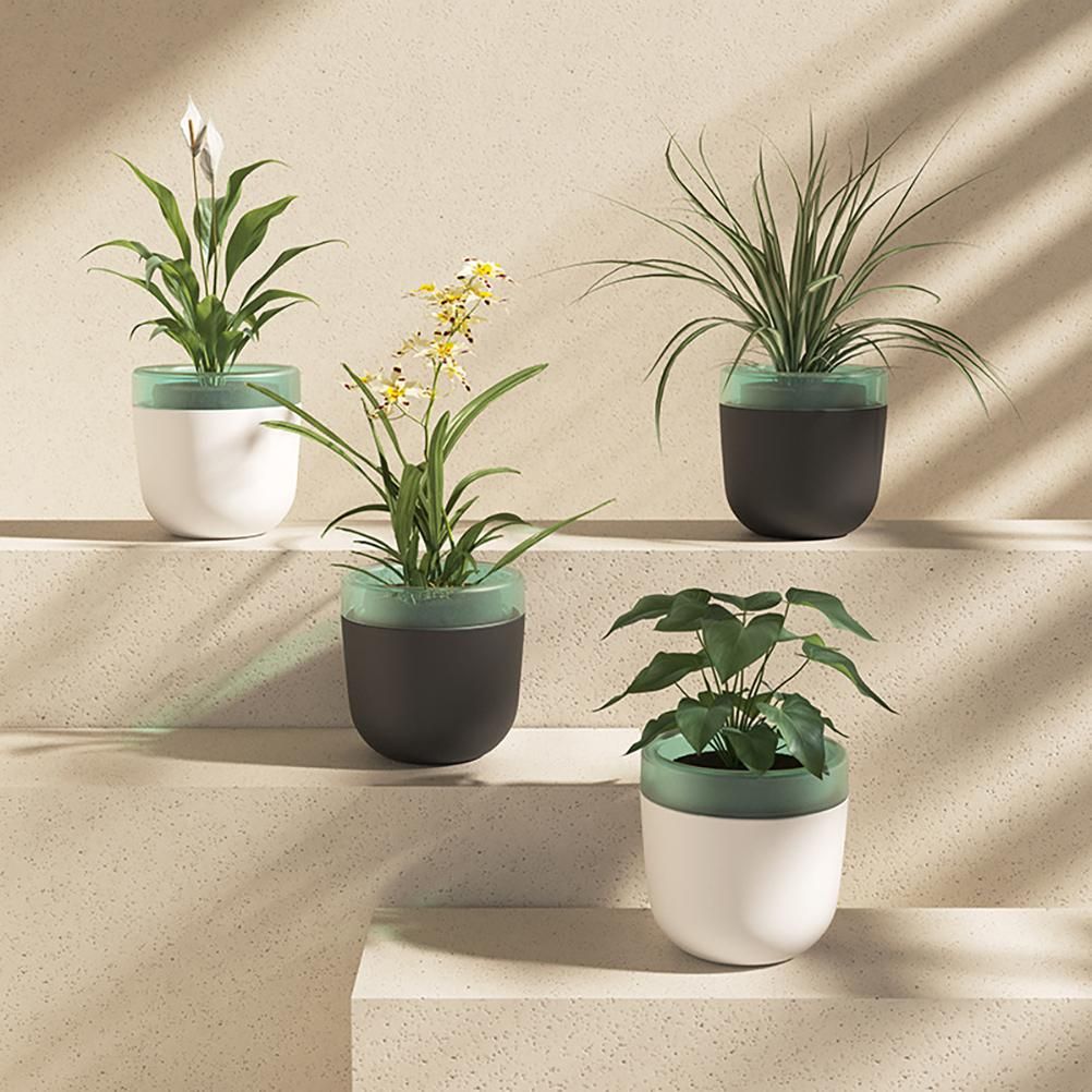 Automatic Self Watering Flower Pot Double Layer Design Planter for Office Home view 8
