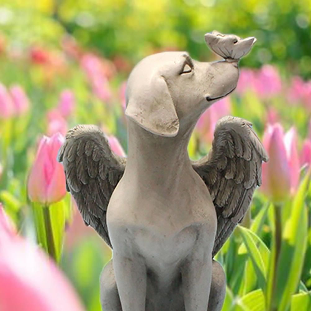 Garden Resin Statue Butterfly Angel Dog Sculpture Pet Dog Memorial Statue for view 5