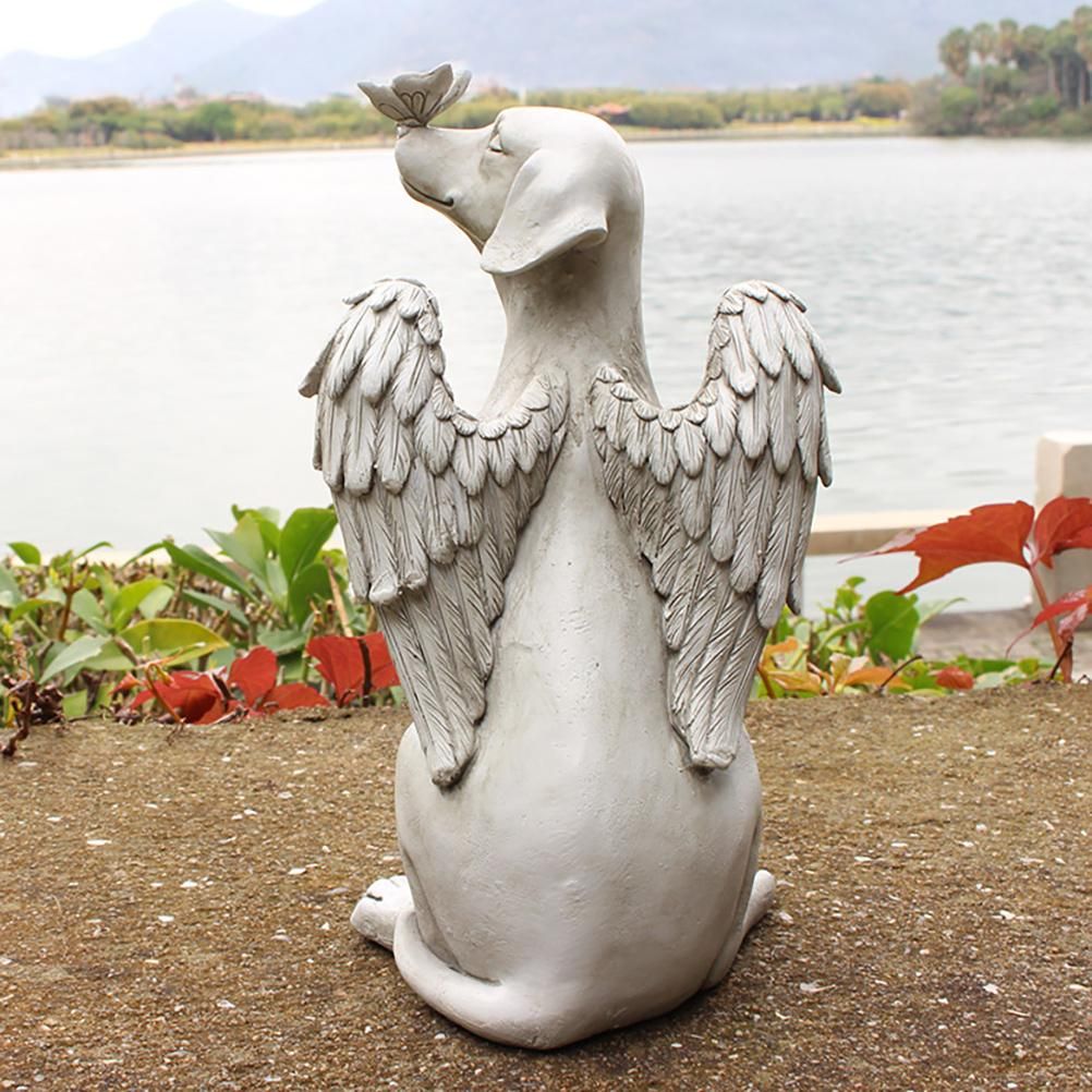 Garden Resin Statue Butterfly Angel Dog Sculpture Pet Dog Memorial Statue for view 6