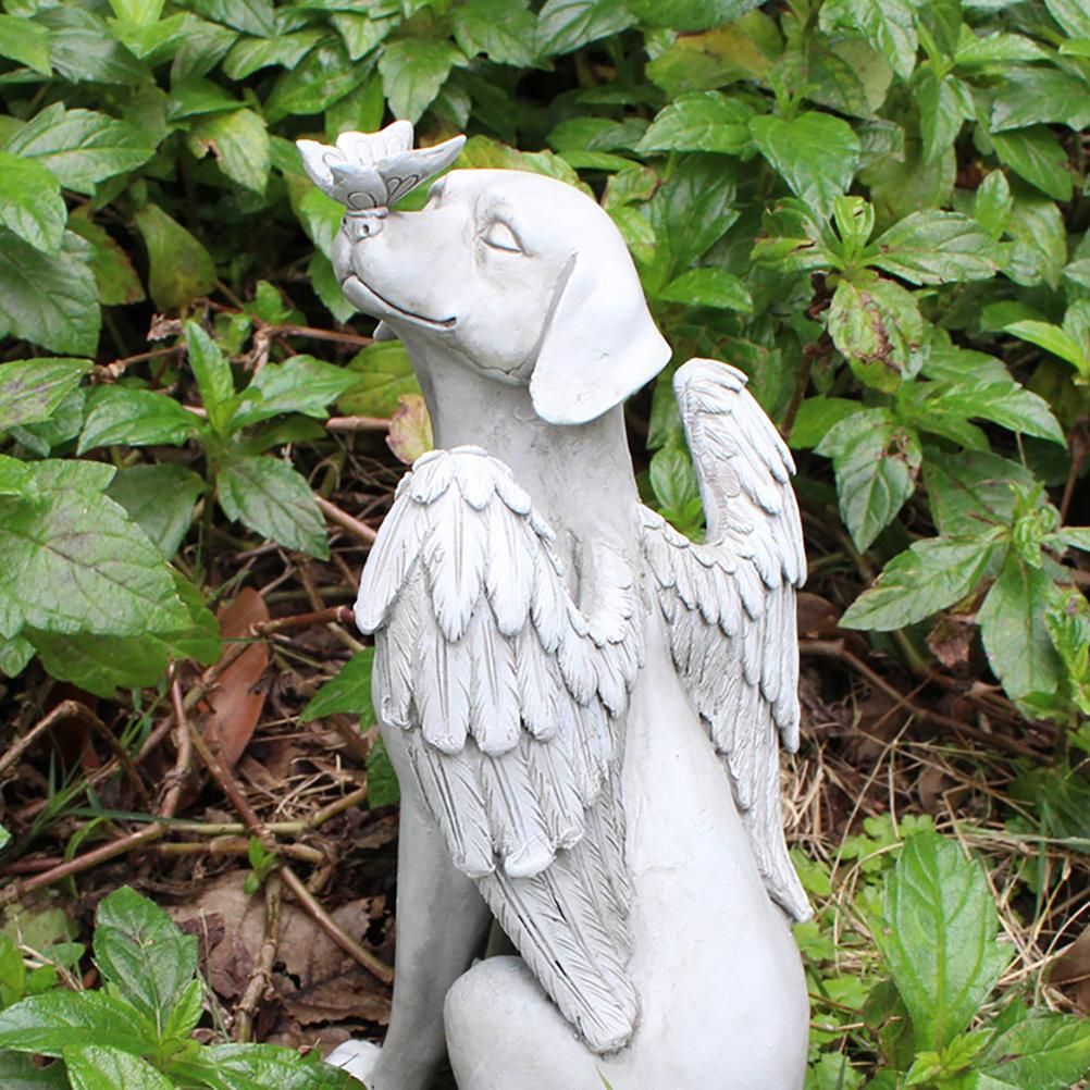Garden Resin Statue Butterfly Angel Dog Sculpture Pet Dog Memorial Statue for view 7