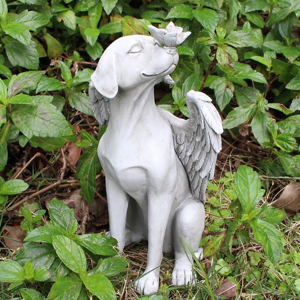 Garden Resin Statue Butterfly Angel Dog Sculpture Pet Dog Memorial Statue for view 8