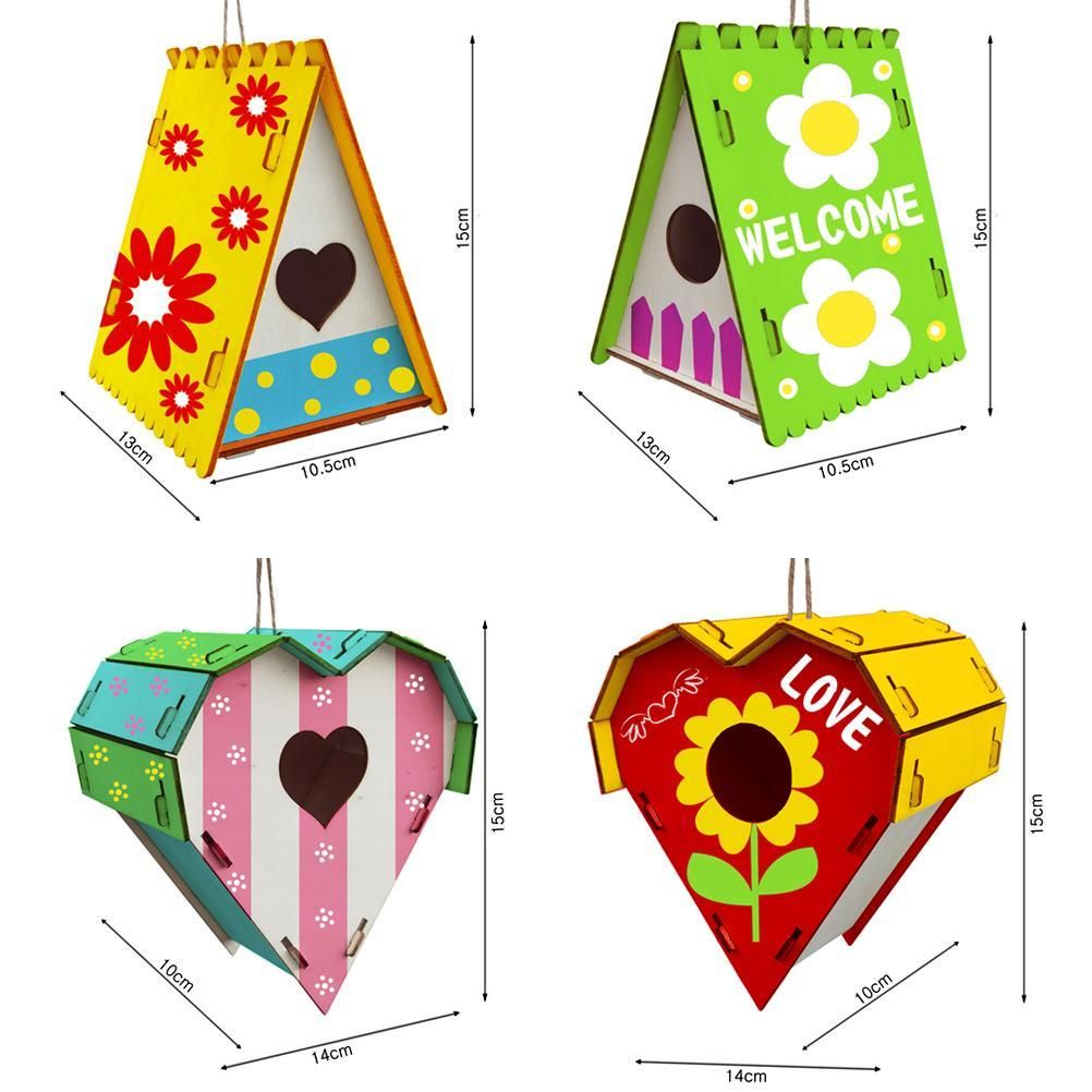 Wood Birds Nest Box DIY Nest Box Bird House Kit Painting Bird House Art Craft view 2