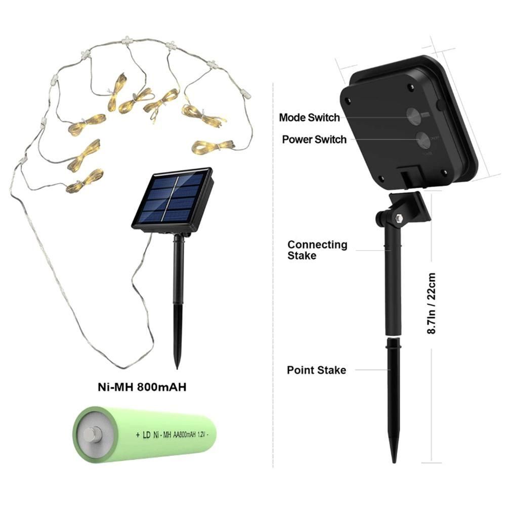 Solar Parasol Lighting with Remote Control 104 LED 8 Modes Fairy Lights view 2