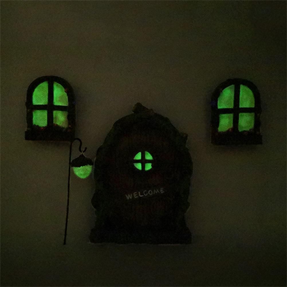 Miniature Fairy Tree Decorations Fairy Door And Window Set Luminous Door And view 3
