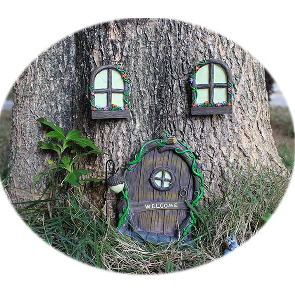 Miniature Fairy Tree Decorations Fairy Door And Window Set Luminous Door And view 4