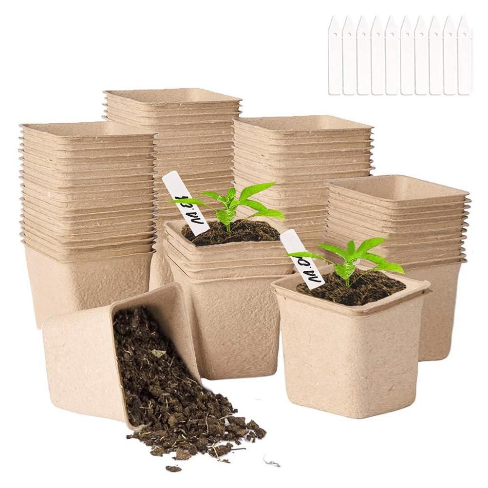 Plant Starter Peat Pots with Labels Flower Vegetable Seedlings Nursery Cup view 2