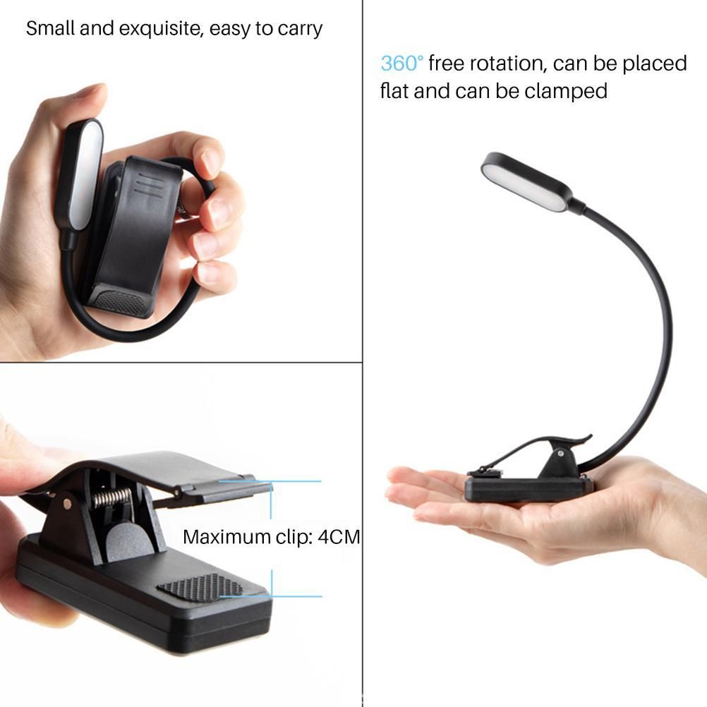 9 LEDs Clip On Book Light USB Rechargeable Reading Light with 3 Adjustable view 3