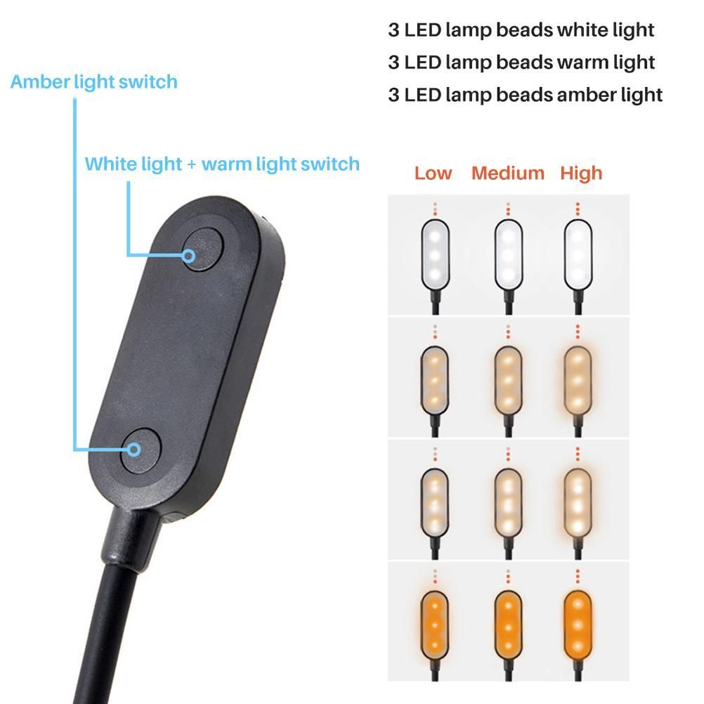 9 LEDs Clip On Book Light USB Rechargeable Reading Light with 3 Adjustable view 9
