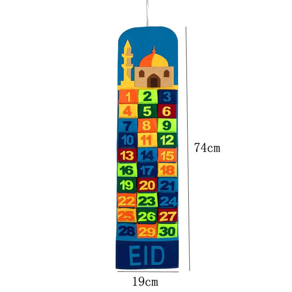 Ramadan Hanging Calendar Countdown Calendar Hanging Bag Wall Calendar Storage Bag view 4