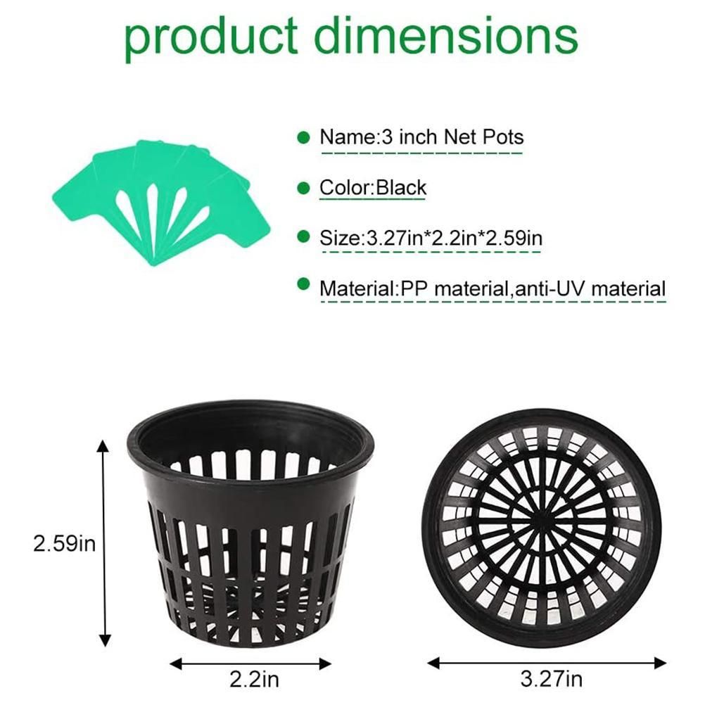 12 Pcs Hydroponics Pots with 10 Pcs Plant Labels Hydroponics Mesh Pot Black view 3