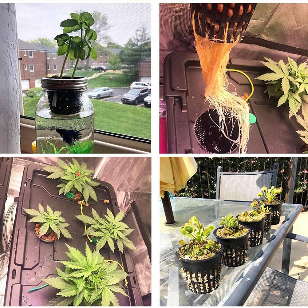 12 Pcs Hydroponics Pots with 10 Pcs Plant Labels Hydroponics Mesh Pot Black view 7