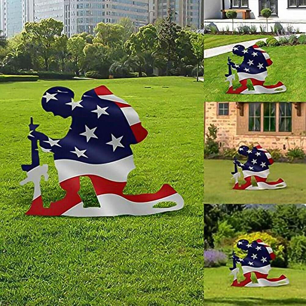 Soldier Silhouette Ornaments Independence Day Garden Art for Lawn Outdoor Home view 4